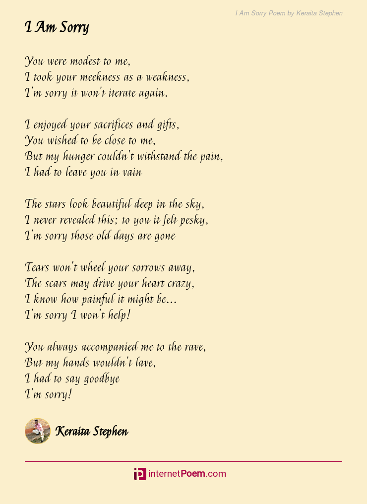 I Am Sorry Poem By Keraita Stephen