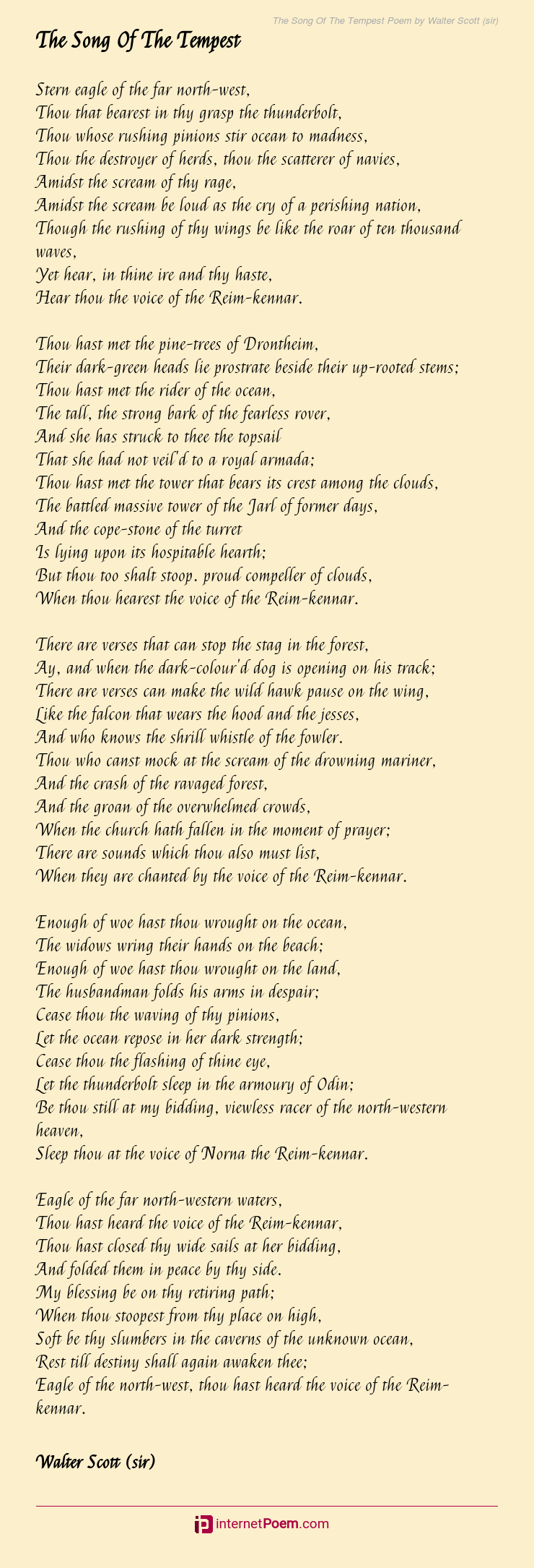 The Song Of The Tempest Poem By Walter Scott Sir