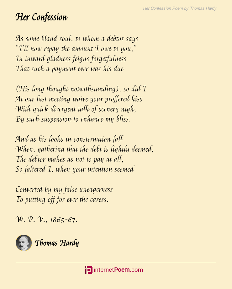 Her Confession Poem by Thomas Hardy