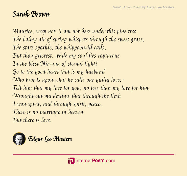 Sarah Brown Poem By Edgar Lee Masters 