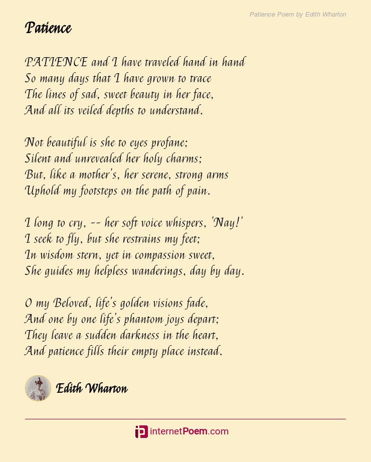 Patience Poem By Edith Wharton