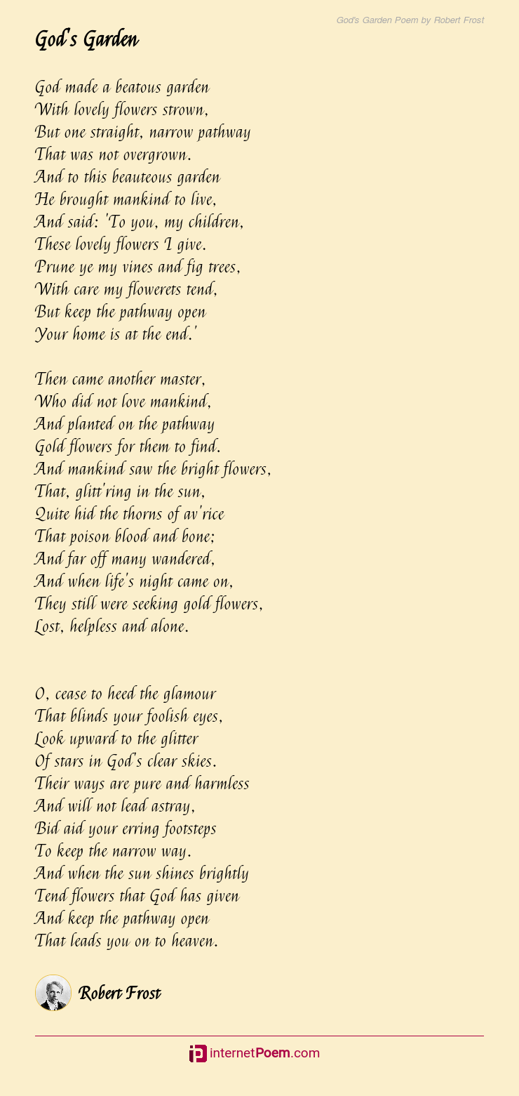God S Garden Poem By Robert Frost