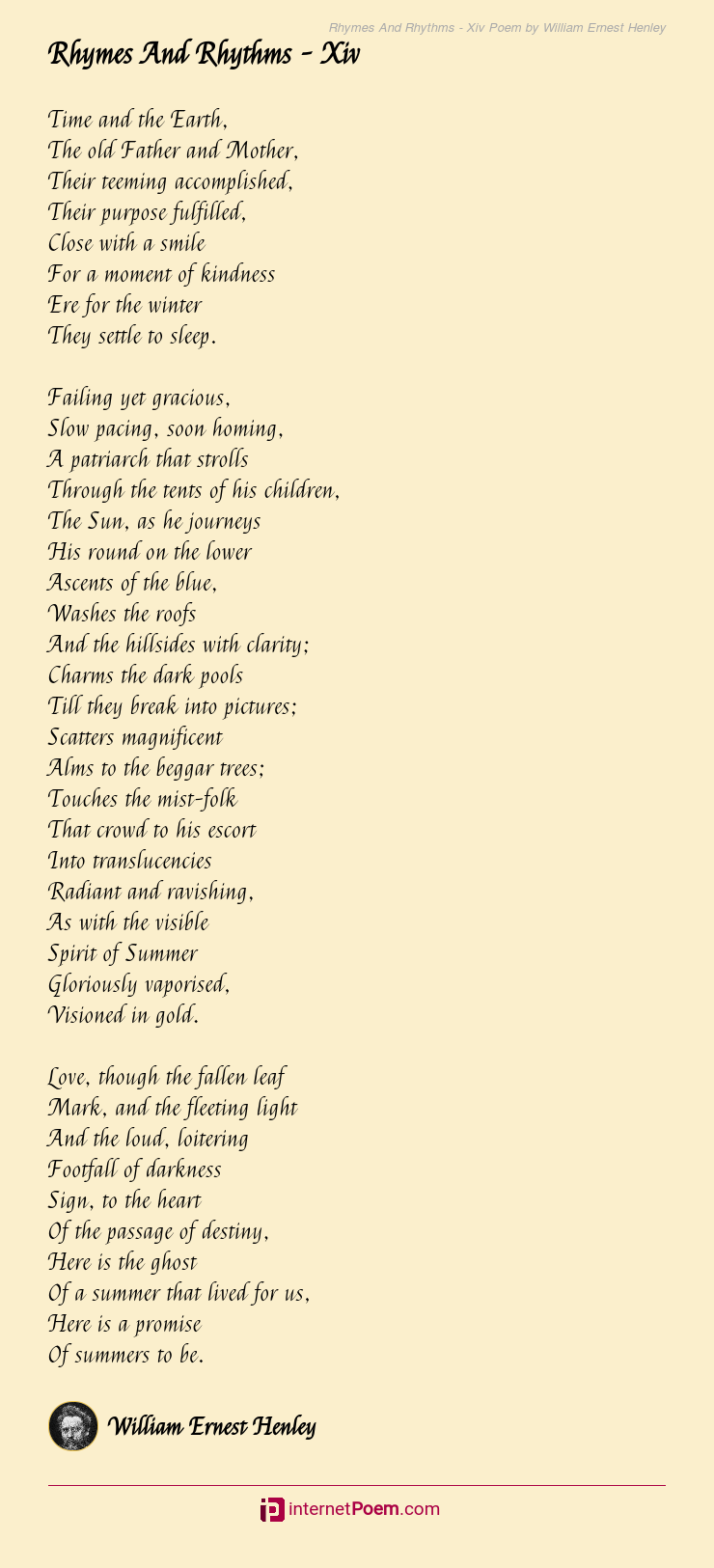 Rhymes And Rhythms - Xiv Poem by William Ernest Henley