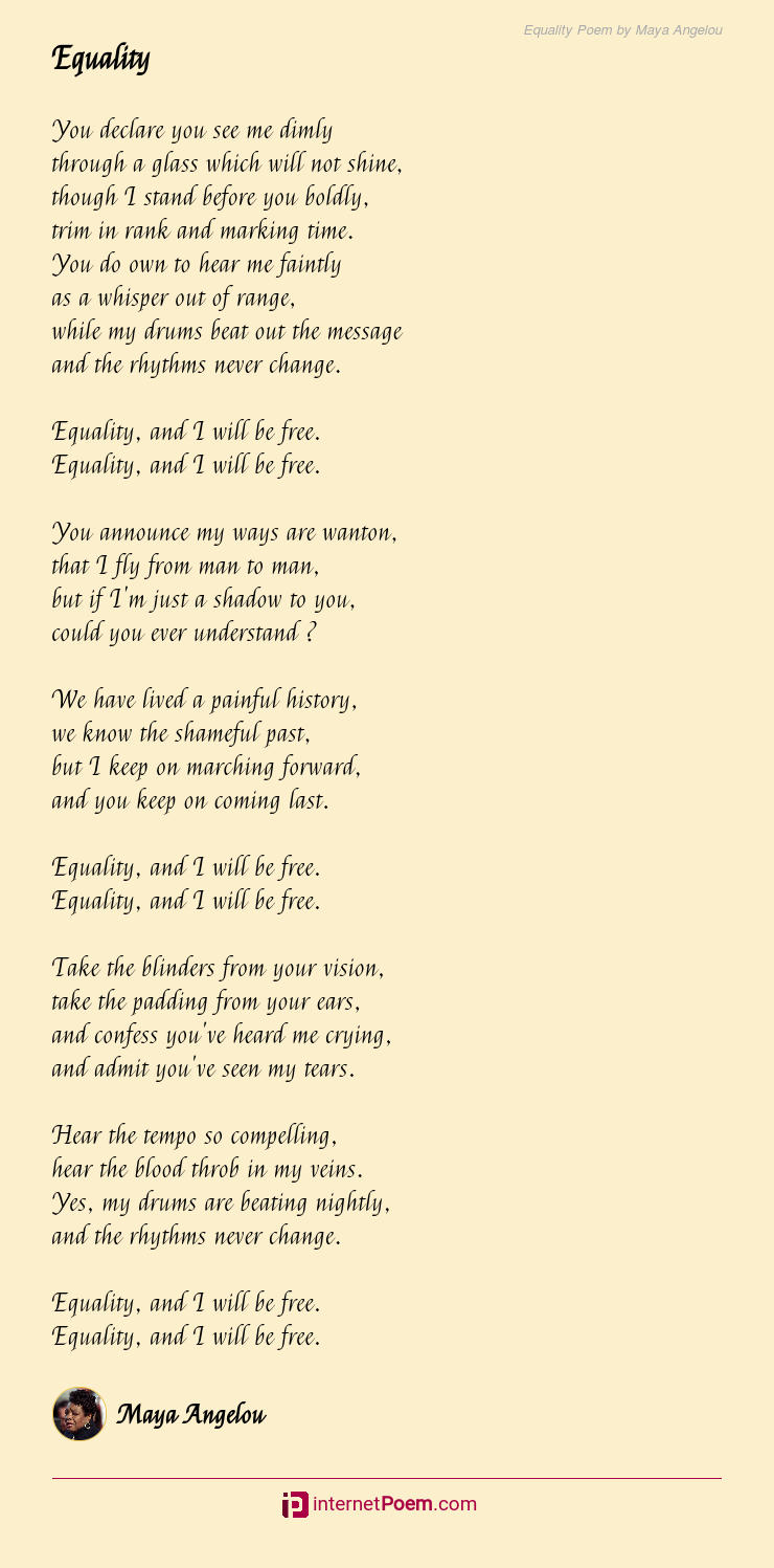 essay about the poem equality