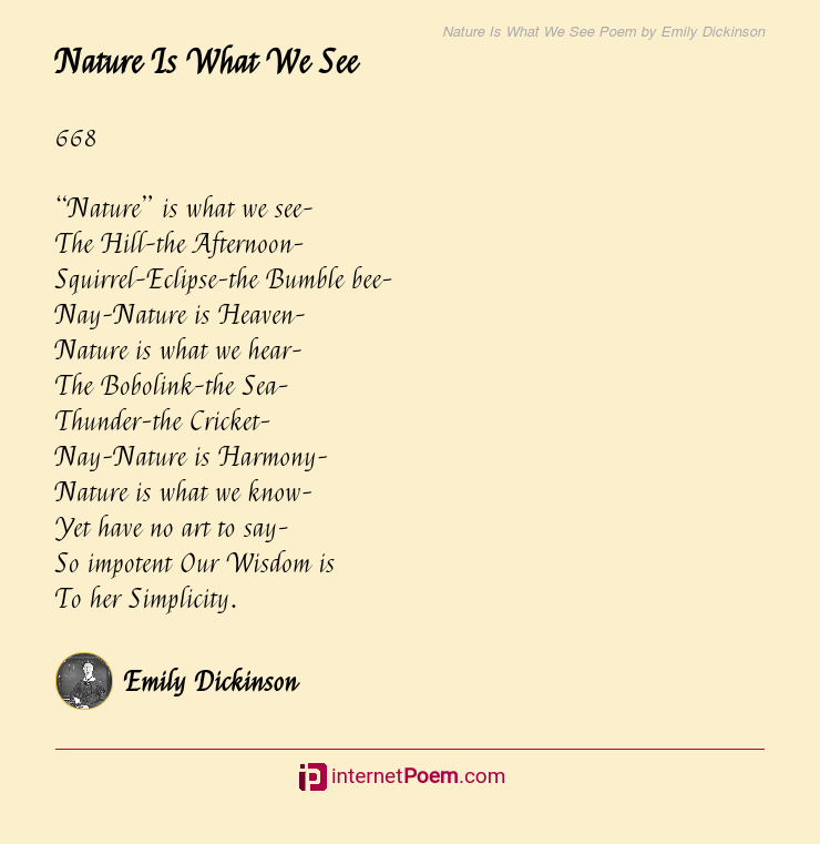 nature is what we see by emily dickinson