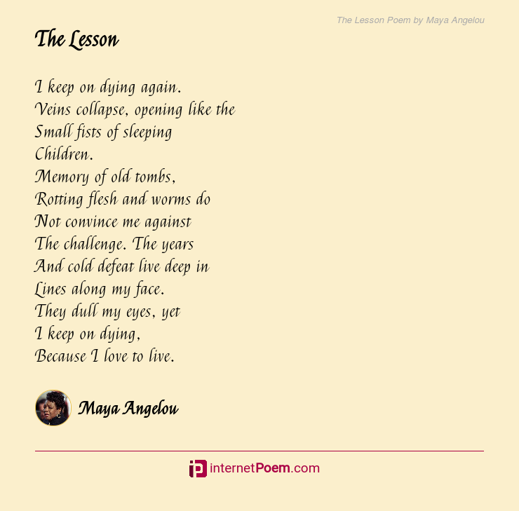 The Lesson Maya Angelou Poem