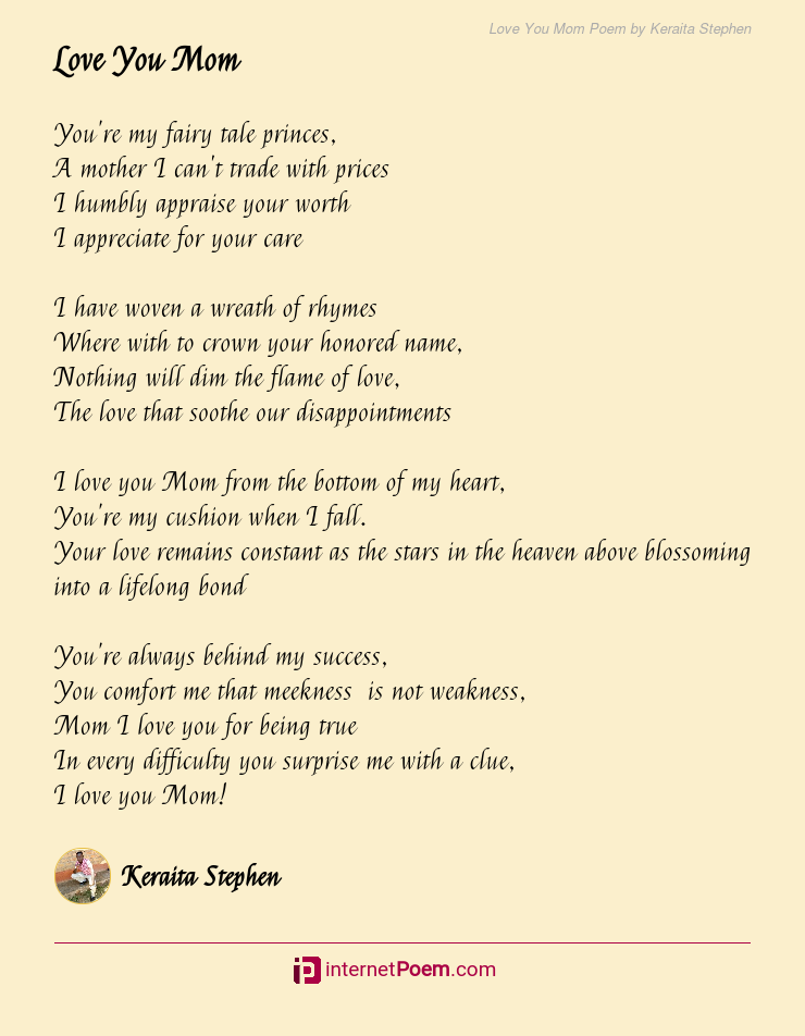 Love You Mom Poem By Keraita Stephen