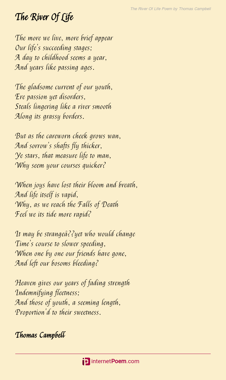 The River Of Life Poem by Thomas Campbell