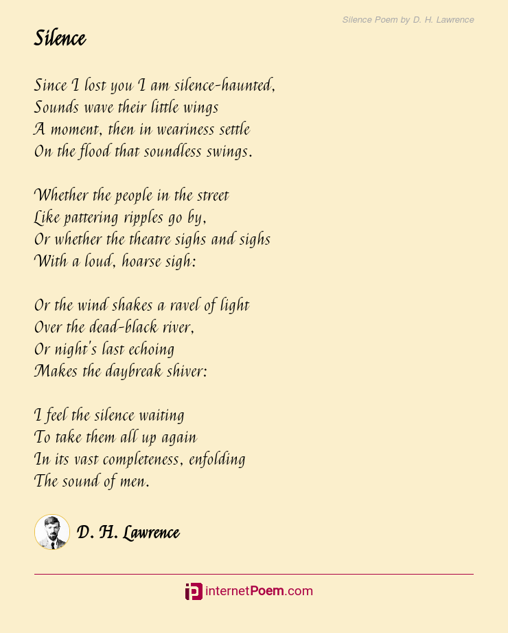Silence Poem by D. H. Lawrence