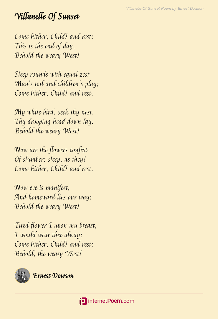 Villanelle Of Sunset Poem By Ernest Dowson-6281