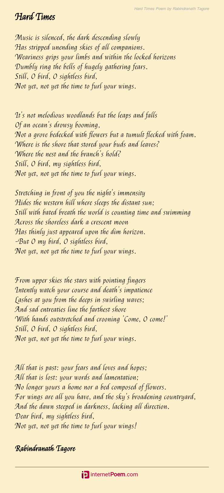 Hard Times Poem by Rabindranath Tagore