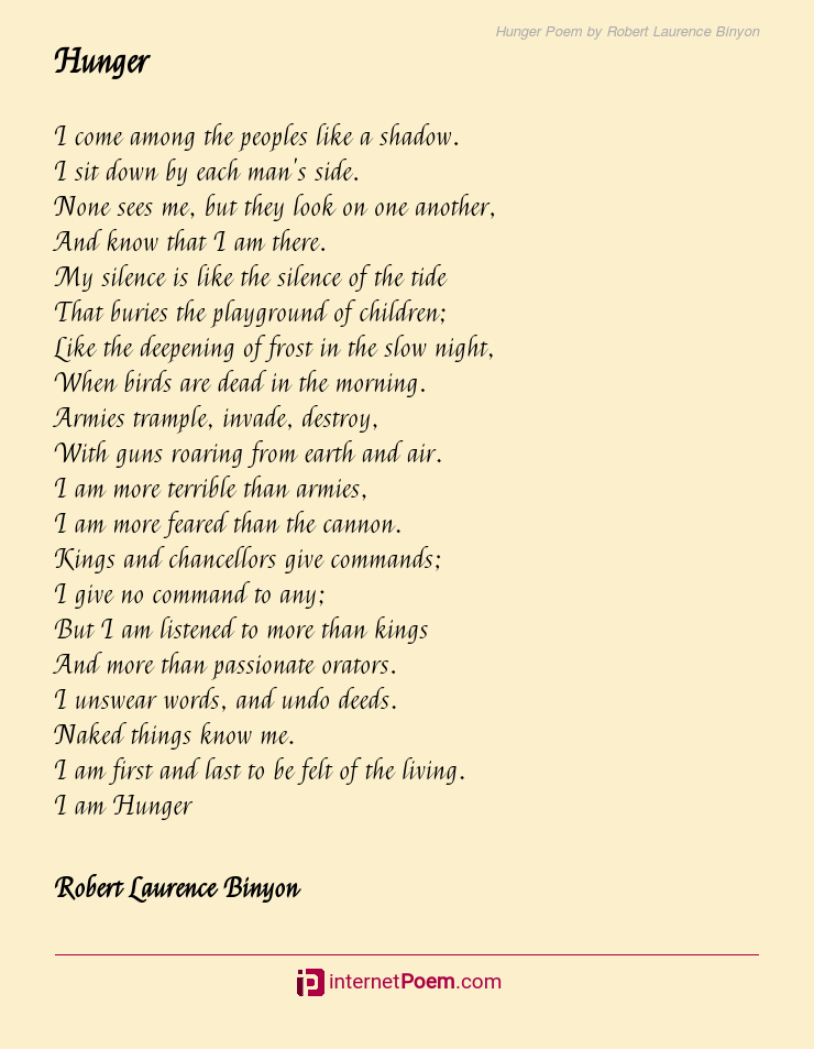 Hunger Poem by Robert Laurence Binyon