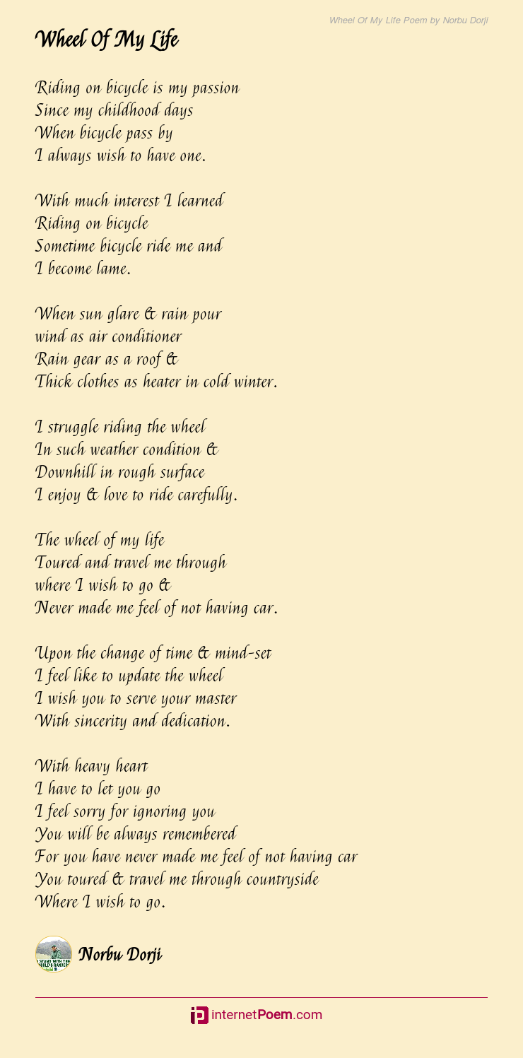 Wheel Of My Life Poem by Norbu Dorji