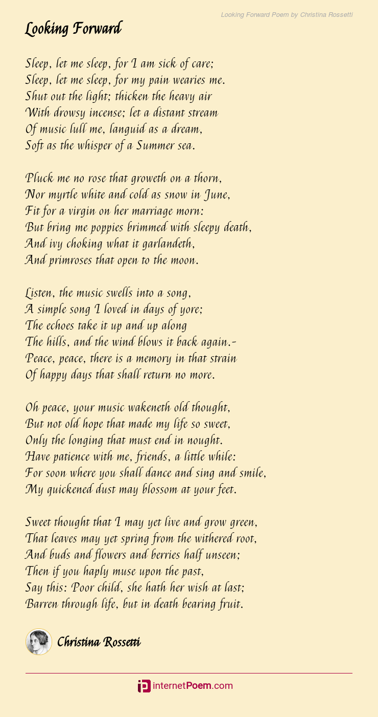 Looking Forward Poem by Christina Rossetti