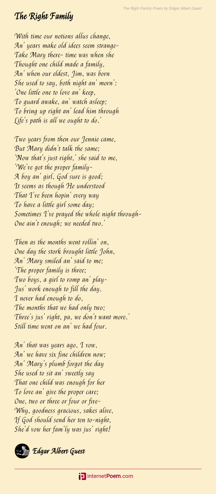 The Right Family Poem by Edgar Albert Guest