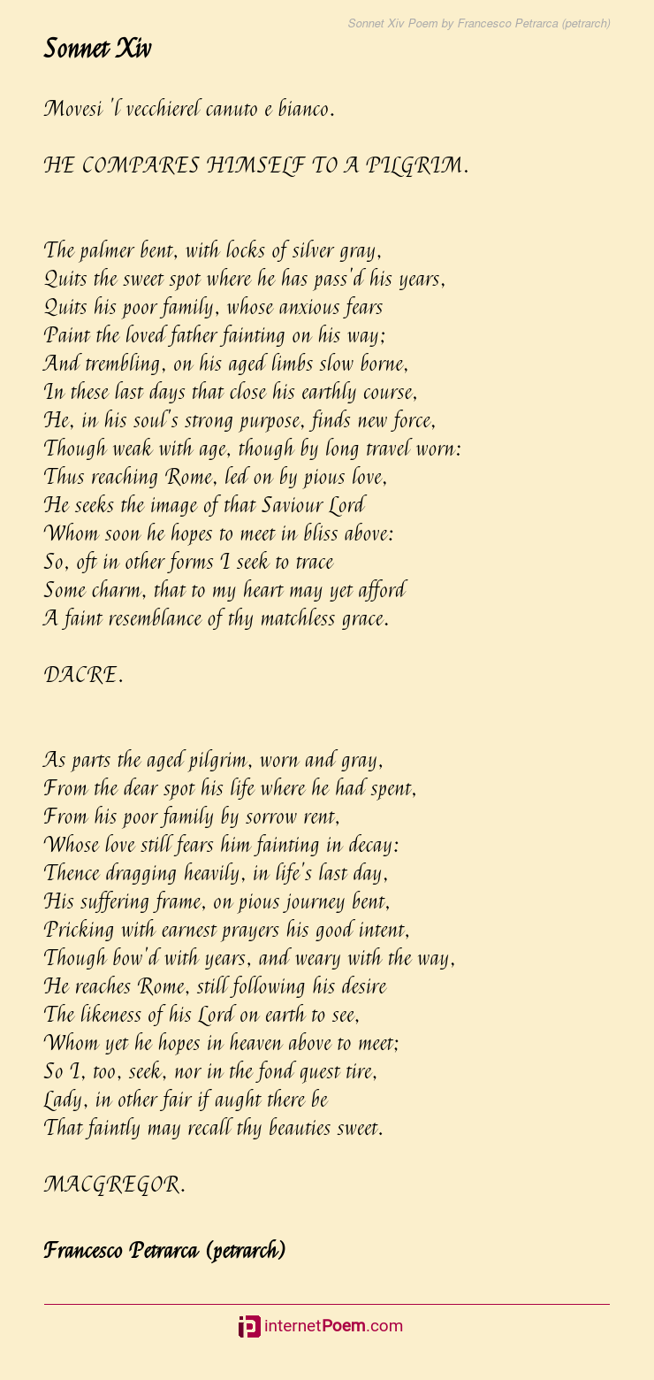 Sonnet Xiv Poem By Francesco Petrarca Petrarch