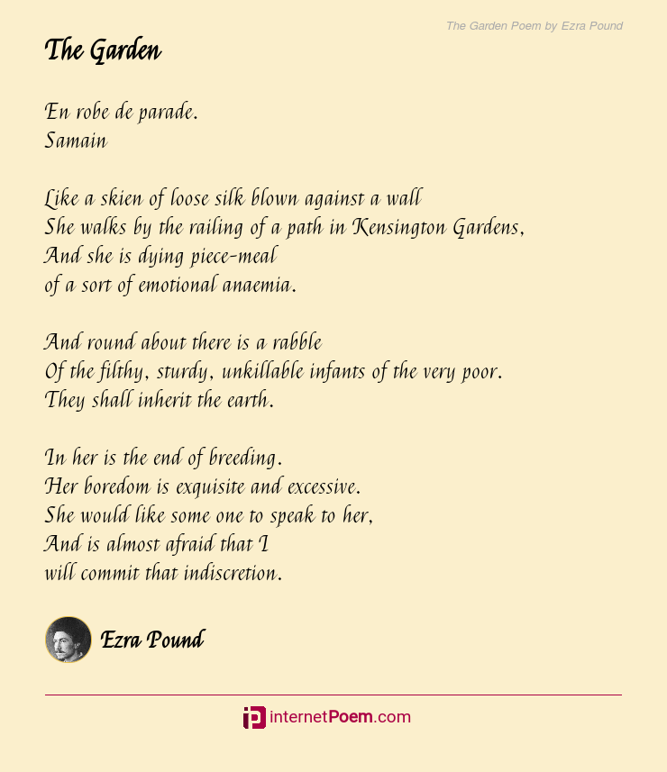 The Garden Poem By Ezra Pound