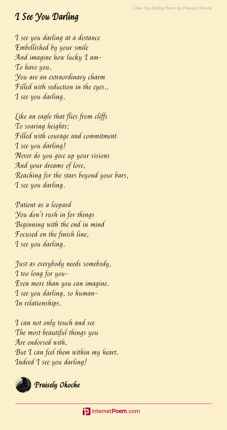 I See You Darling Poem by Praisely Okoche