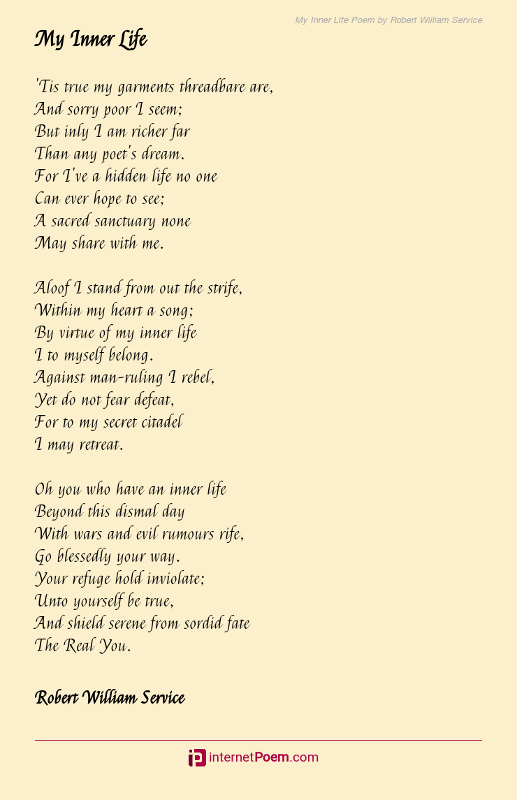My Inner Life Poem by Robert William Service
