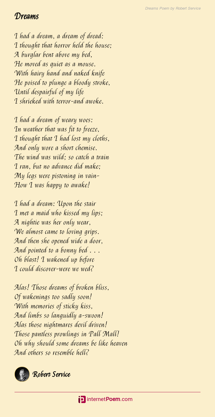 Dreams Poem by Robert Service