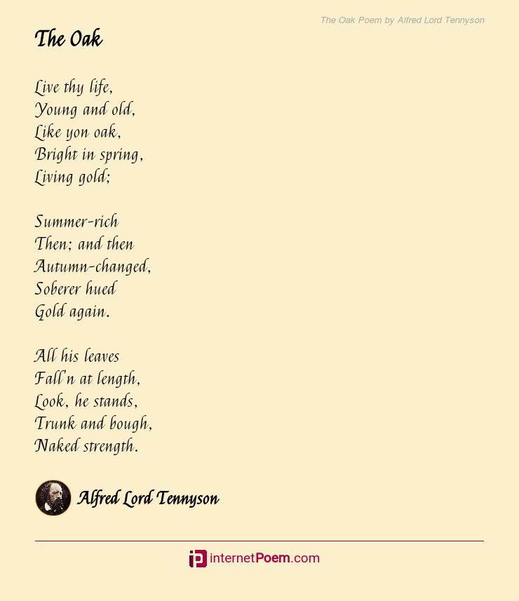 The Oak Poem by Alfred Lord Tennyson