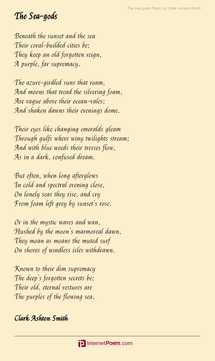 The Sea-gods Poem by Clark Ashton Smith