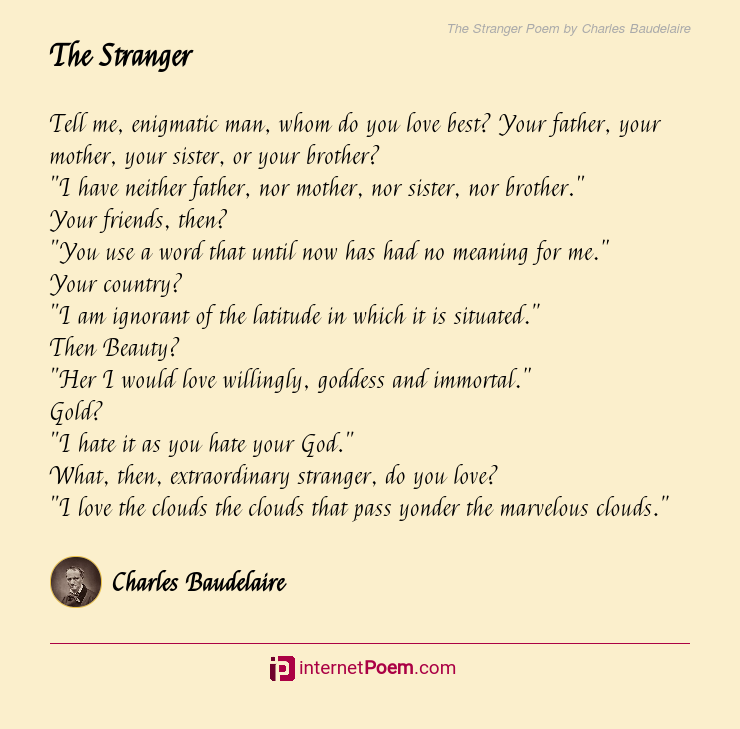 The Stranger Poem by Charles Baudelaire