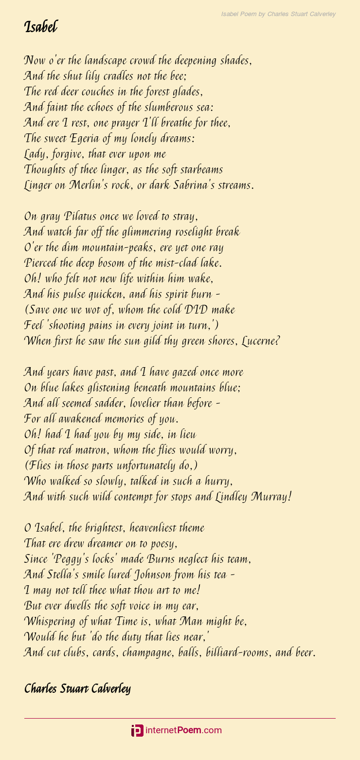 Isabel Poem By Charles Stuart Calverley