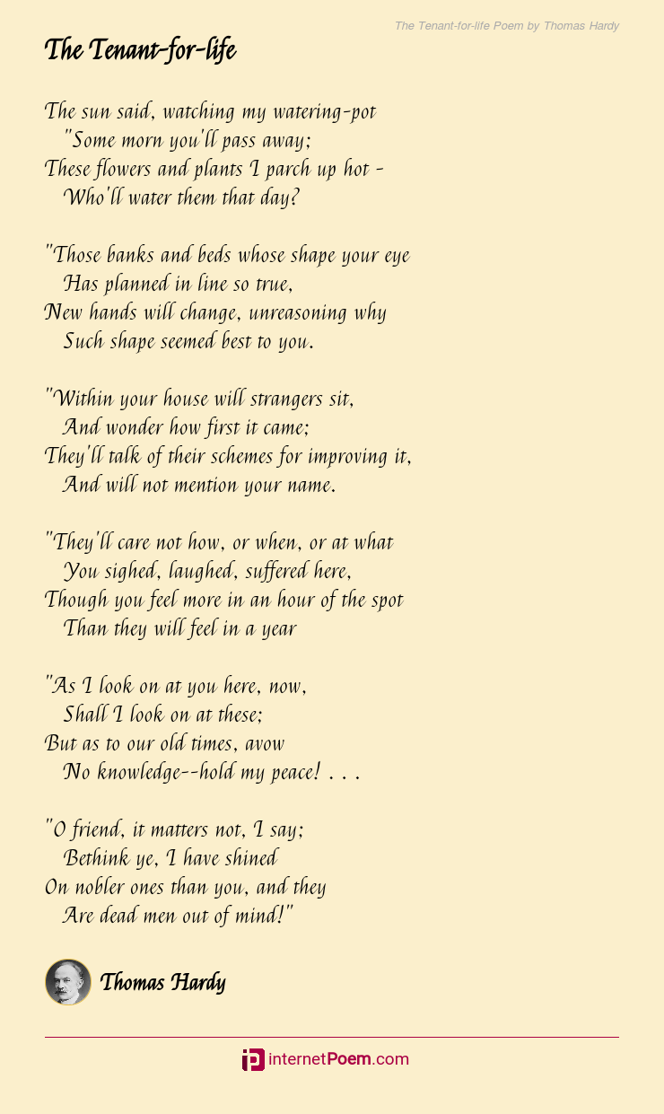 The Tenant For Life Poem By Thomas Hardy