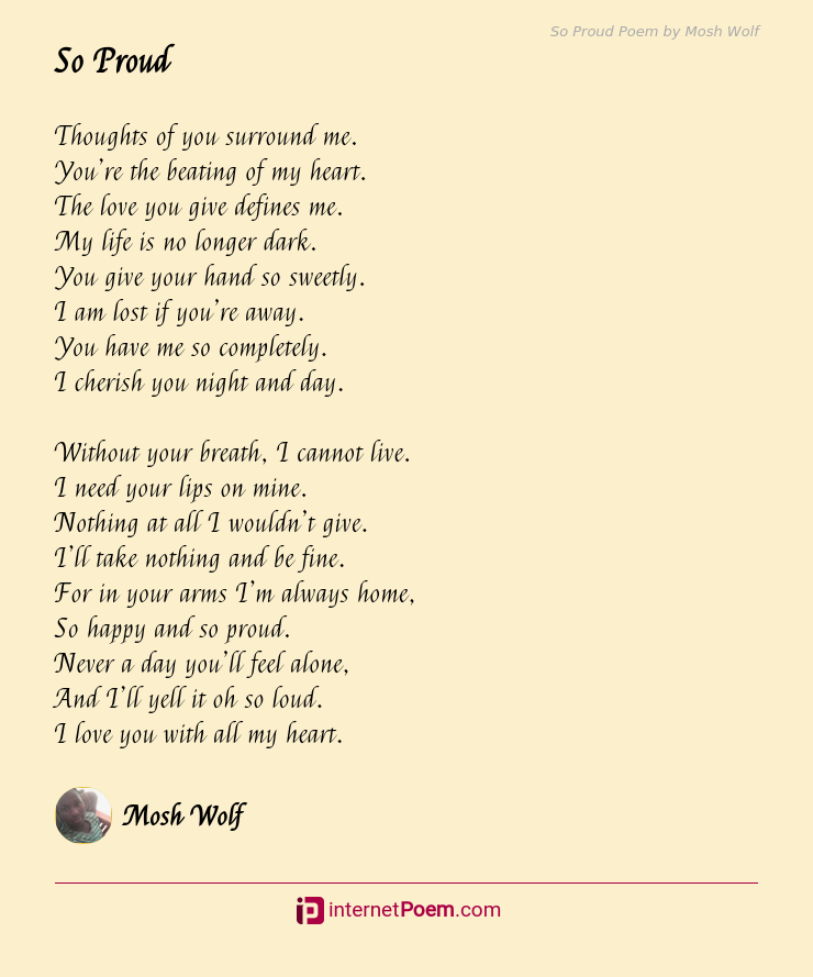 So Proud Poem By Mosh Wolf