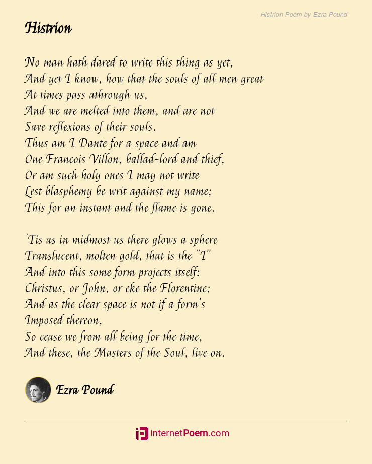 Histrion Poem By Ezra Pound