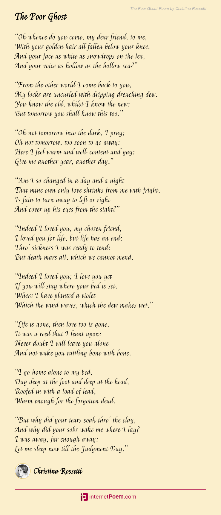 poem by christina rossetti when i am dead