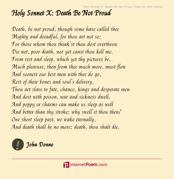 Holy Sonnet X Death Be Not Proud Poem By John Donne Paraphrase 