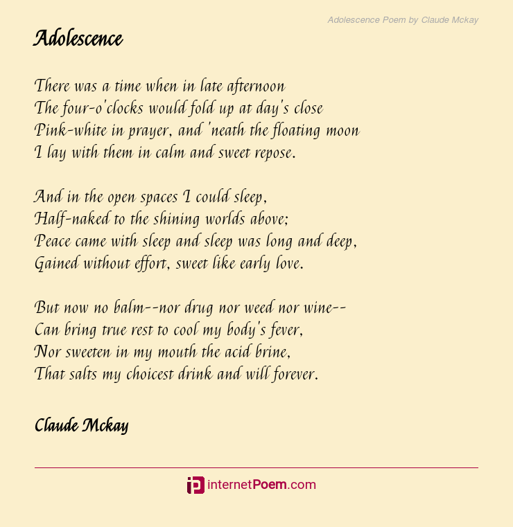 adolescence poem summary