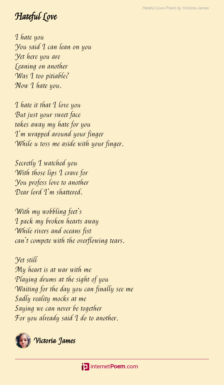 Hateful Love Poem by Victoria James