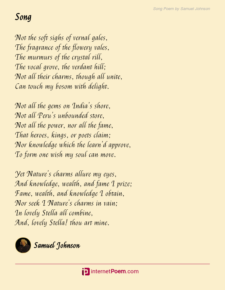 Song Poem by Samuel Johnson
