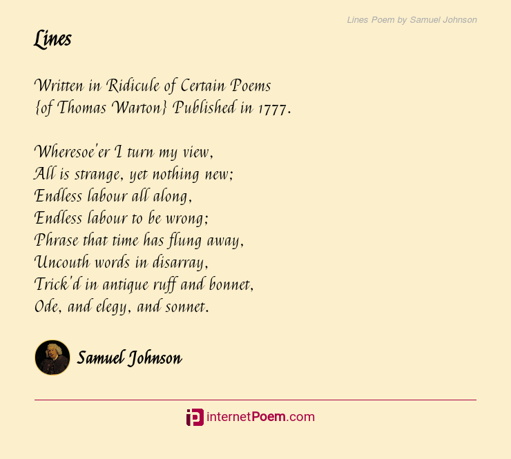Lines Poem by Samuel Johnson