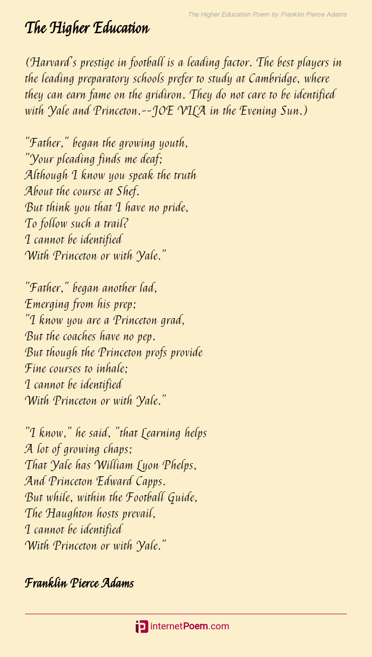 The Higher Education Poem by Franklin Pierce Adams
