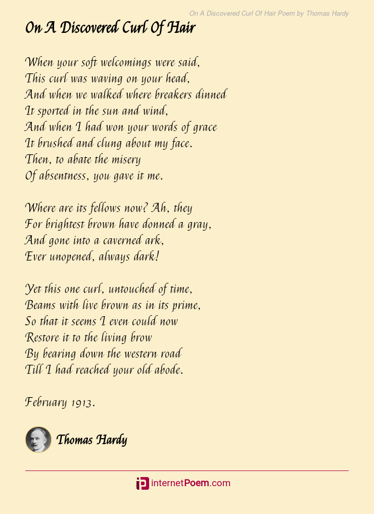 On A Discovered Curl Of Hair Poem by Thomas Hardy