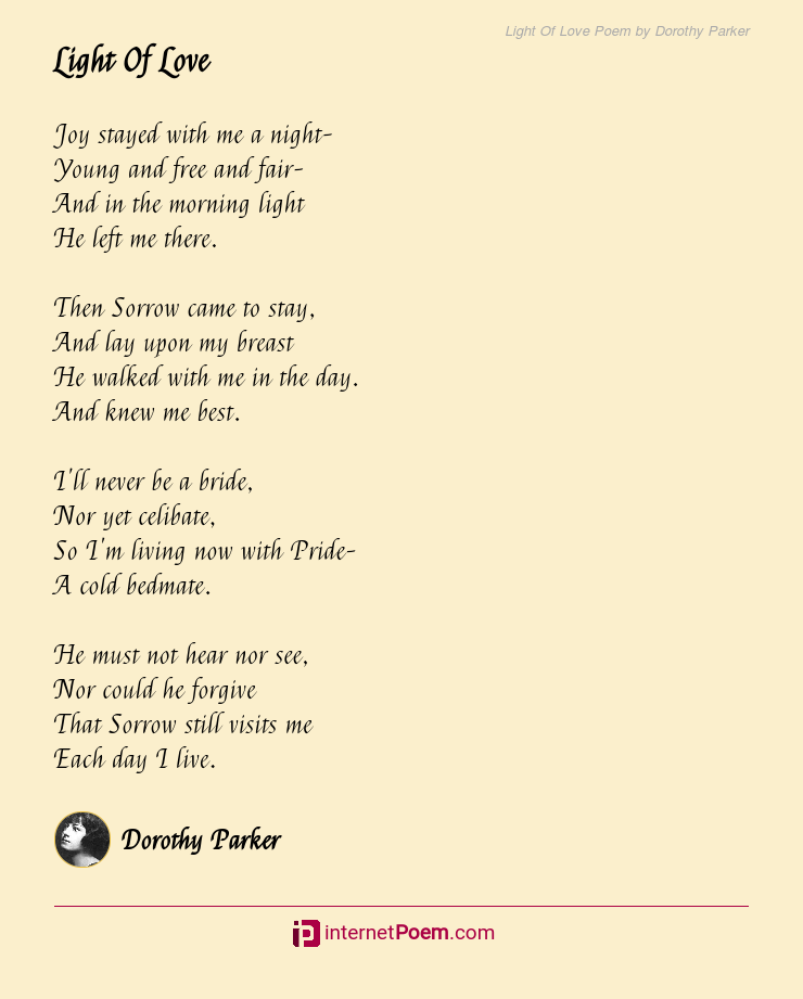 Light Of Love Poem By Dorothy Parker