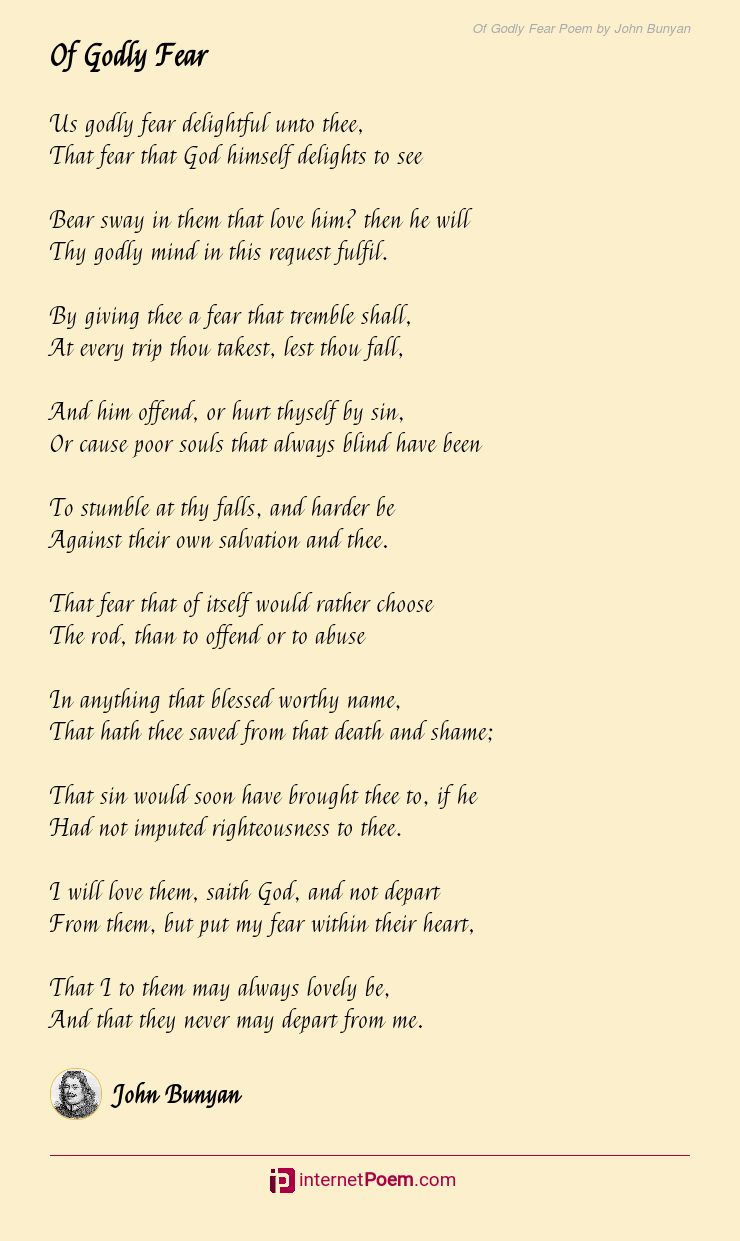 Of Godly Fear Poem by John Bunyan