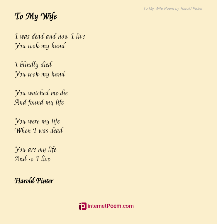 My life my wife poem