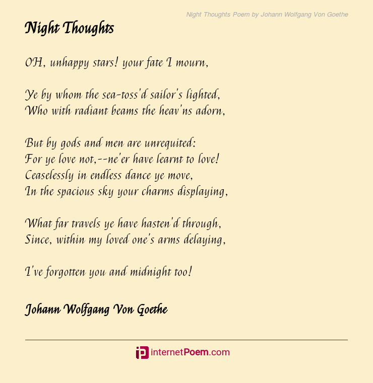 Night Thoughts Poem By Johann Wolfgang Von Goethe
