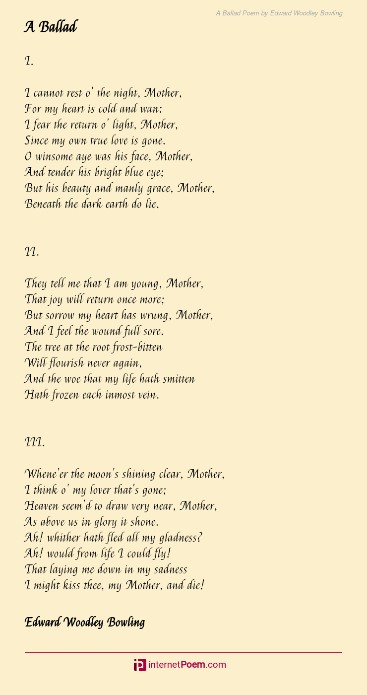 A Ballad Poem by Edward Woodley Bowling