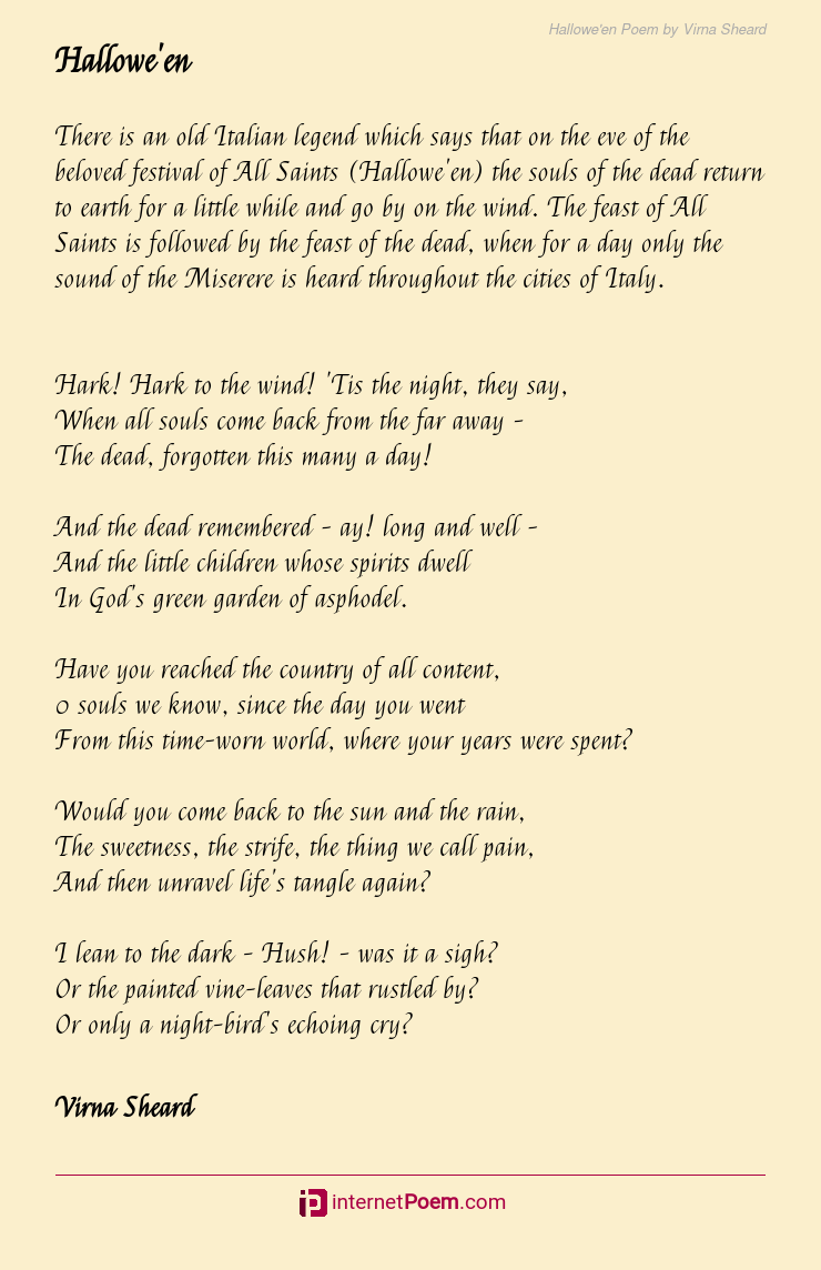 Hallowe'en Poem by Virna Sheard