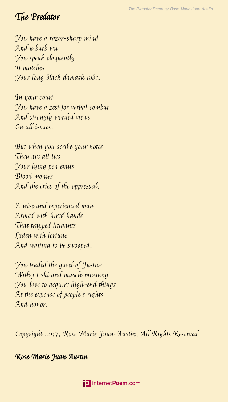 The Predator Poem By Rose Marie Juan Austin 8532