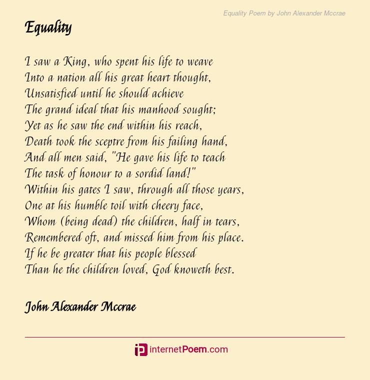 critical essay about the poem equality