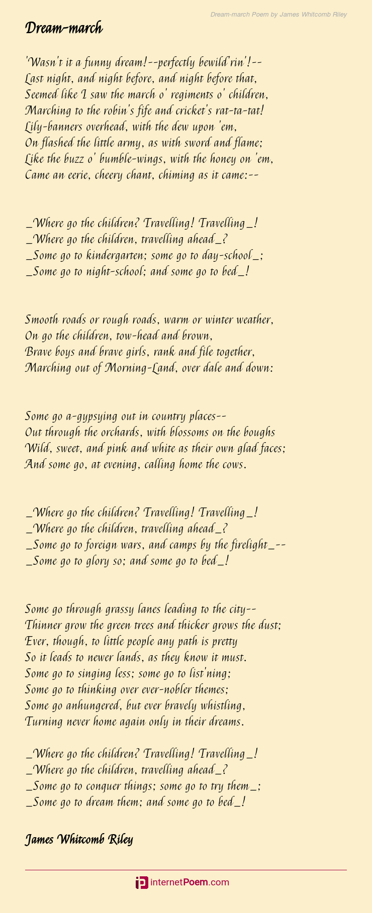 Dream March Poem By James Whitcomb Riley
