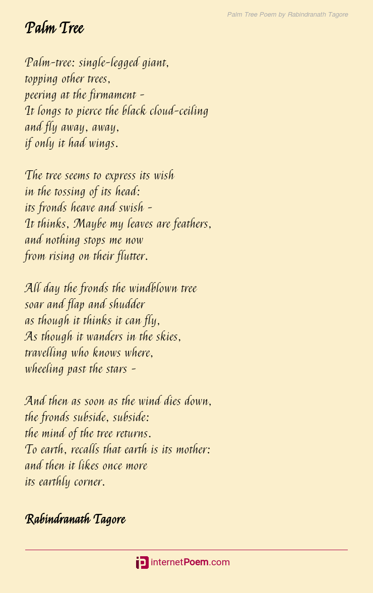 Palm Tree Poem by Rabindranath Tagore