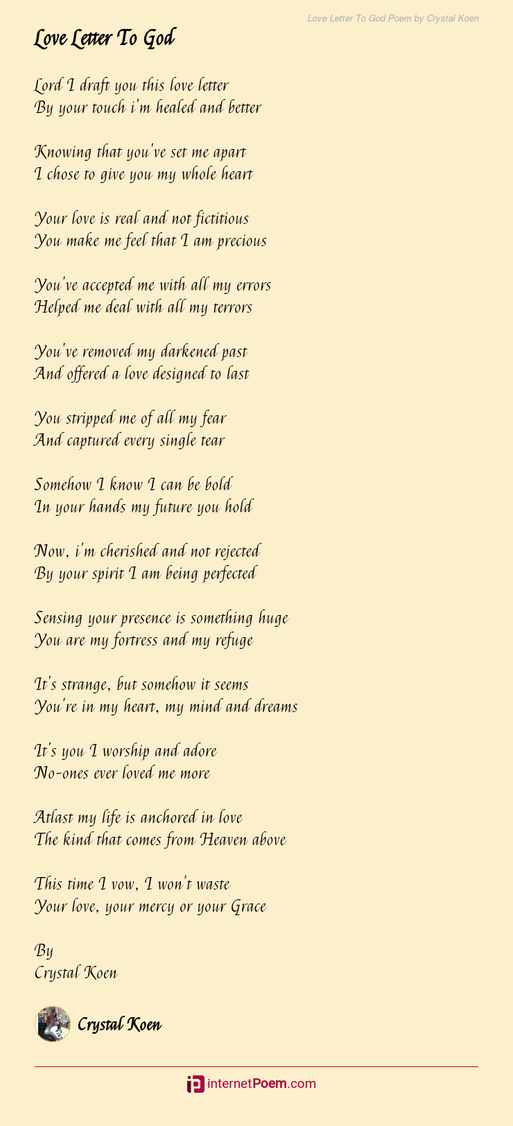 Love Letter To God Poem By Crystal Koen